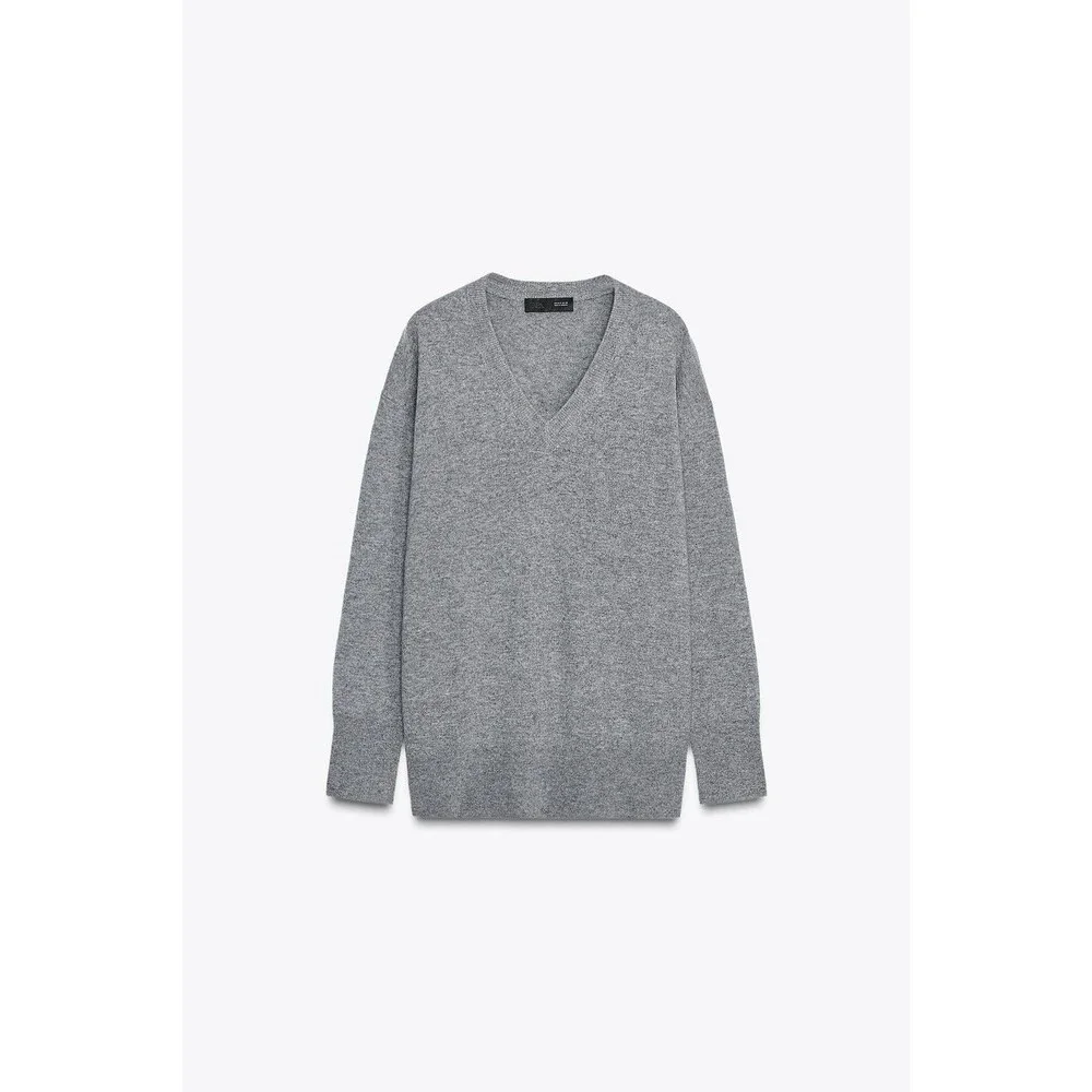 Zara Vneck Wool‎ Women’s S Oversized Gray Sweater $89